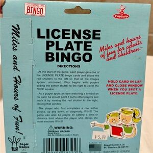 License Plate Bingo Game